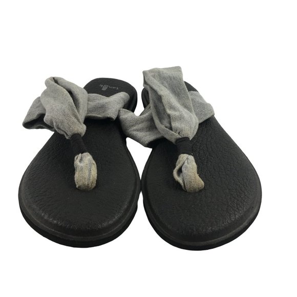 SANUK YOGA SLING GRAY FLIP FLOP THONG SANDALS WOMENS SIZE 9 - Picture 2 of 8
